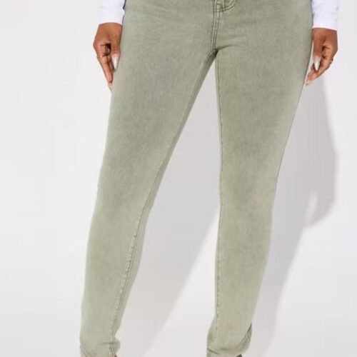 Custom Women's Organic Cotton Stone Washed Olive Jeans