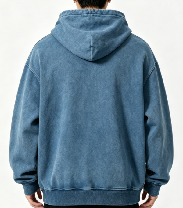 Custom 500 GSM Washed Blue Oversized Pullover Hoodie - view 2 Custom 500 GSM Washed Blue Oversized Pullover Hoodie - view 2