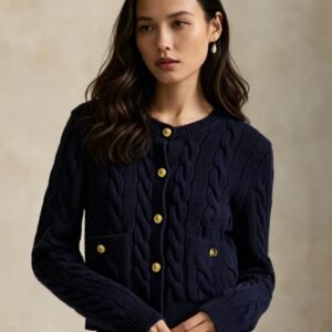 Custom Women's Lambswool Cable-Knit Oversized Cardigan
