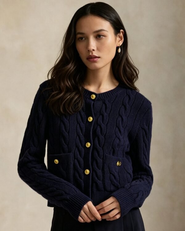 Custom Women's Lambswool Cable-Knit Oversized Cardigan Custom Women's Lambswool Cable-Knit Oversized Cardigan