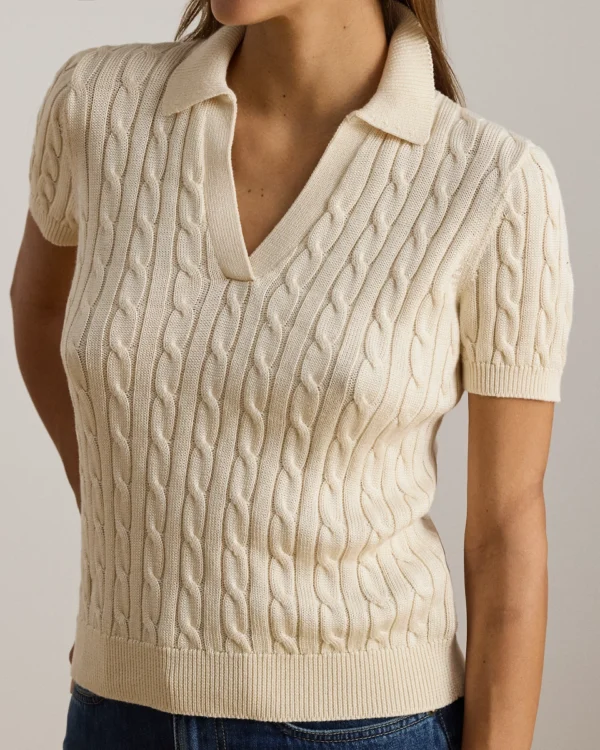 Custom Women's Merino Wool Cable-Knit Red Sweater - view 2