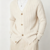 Custom Men's Cashmere Blend Cable-Knit Oversized Button-Up Cardigan Bone Custom Men's Cashmere Blend Cable-Knit Oversized Button-Up Cardigan Bone