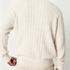 Custom Men's Cashmere Blend Cable-Knit Oversized Button-Up Cardigan Bone - view 2 Custom Men's Cashmere Blend Cable-Knit Oversized Button-Up Cardigan Bone - view 2