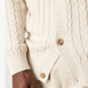 Custom Men's Cashmere Blend Cable-Knit Oversized Button-Up Cardigan Bone - view 3 Custom Men's Cashmere Blend Cable-Knit Oversized Button-Up Cardigan Bone - view 3
