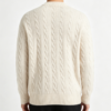 Custom Men's Cashmere Blend Cable-Knit Oversized Crew Neck Sweater Bone - view 2 Custom Men's Cashmere Blend Cable-Knit Oversized Crew Neck Sweater Bone - view 2