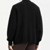 Custom Men's Cashmere Blend Ribbed Oversized Button-Up Cardigan Black - view 2