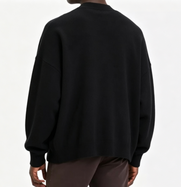 Custom Men's Cashmere Blend Ribbed Oversized Button-Up Cardigan Black - view 2