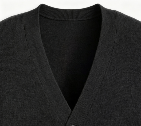 Custom Men's Cashmere Blend Ribbed Oversized Button-Up Cardigan Black - view 3