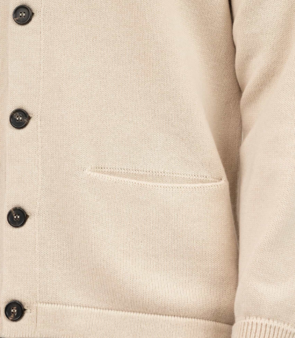 Custom Men's Cashmere Blend Ribbed Oversized Button-Up Cardigan Cream - view 3