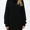 Custom Women's Cashmere Blend Ribbed Oversized Turtleneck Sweater Dress Black Custom Women's Cashmere Blend Ribbed Oversized Turtleneck Sweater Dress Black