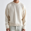 Custom Men's Cashmere Blend Ribbed Oversized Crew Neck Sweater Cream