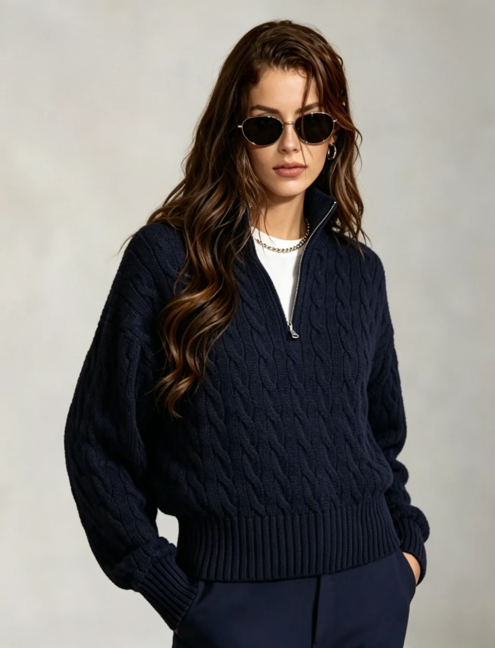 Custom Women's Cashmere Cable-Knit Sweater - view 2