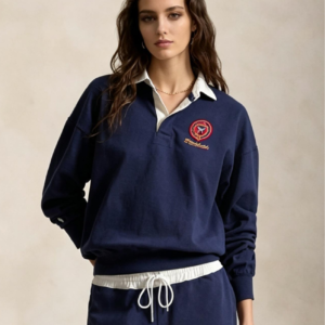 Custom Women's Collared Oversized Red Sweatshirt