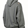 Custom Men's Premium Cotton Distressed Oversized Pullover Hoodie Slate Grey - view 2 Custom Men's Premium Cotton Distressed Oversized Pullover Hoodie Slate Grey - view 2