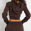 Custom Women's Premium Cotton Embroidered Cropped Zip-Up Hoodie Chocolate Brown - view 2