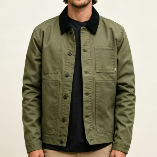 Custom Men's Cotton Canvas Embroidered Oversized Trucker Jacket Olive Custom Men's Cotton Canvas Embroidered Oversized Trucker Jacket Olive
