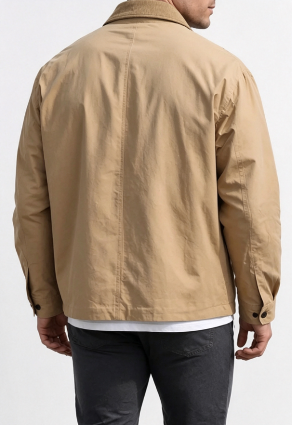 Custom Men's Cotton Canvas Embroidered Oversized Bomber Jacket Khaki - view 2