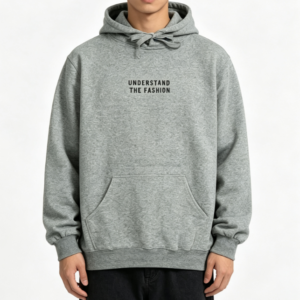 Custom Men's Premium Cotton Embroidered Regular Pullover Hoodie Heather Grey