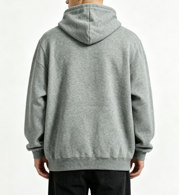 Custom Men's Premium Cotton Embroidered Regular Pullover Hoodie Heather Grey - view 2