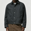 Custom Men's Cotton Canvas Cropped Coach Jacket Charcoal