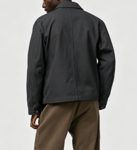 Custom Men's Cotton Canvas Cropped Coach Jacket Charcoal - view 2