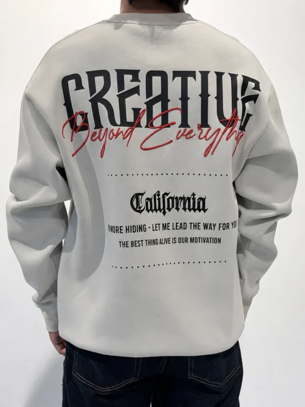 Custom Men's Cotton Oversized Grey Pullover - view 2 Custom Men's Cotton Oversized Grey Pullover - view 2