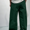 Custom Men's Cotton Wide-Leg Forest Green Sweatpants - view 2