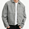 Custom Men's Cotton Canvas Washed Cropped Bomber Jacket Heather Grey