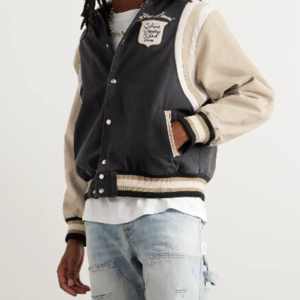 Custom Men's Cotton Canvas Washed Cropped Varsity Jacket Black