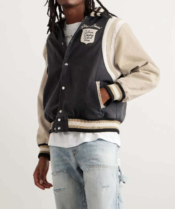 Custom Men's Cotton Canvas Washed Cropped Varsity Jacket Black