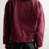 Custom Men's Cotton Canvas Washed Cropped Trucker Jacket Burgundy - view 2
