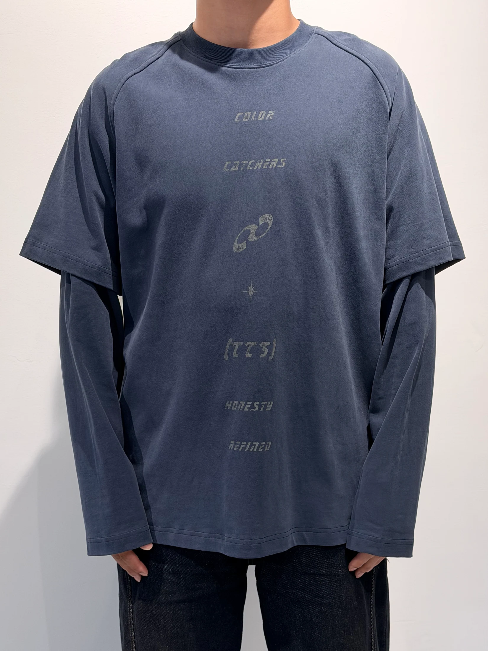 Custom Men's Cotton Washed Washed Blue T-Shirt