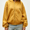 Custom Women's Premium Cotton Oversized Zip-Up Hoodie Mustard