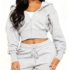Custom Women's Premium Cotton Cropped Zip-Up Hoodie Heather Grey Custom Women's Premium Cotton Cropped Zip-Up Hoodie Heather Grey