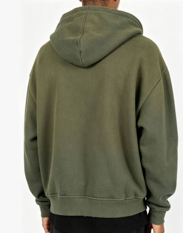 Custom Men's Premium Cotton Distressed Regular Zip-Up Hoodie Forest Green - view 2 Custom Men's Premium Cotton Distressed Regular Zip-Up Hoodie Forest Green - view 2