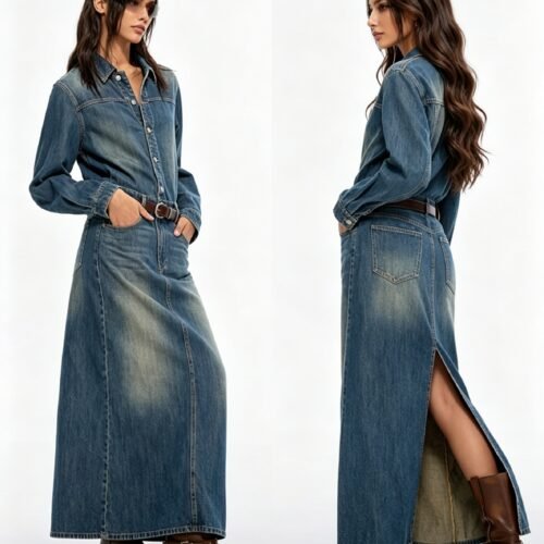 Custom Women's Distressed Relaxed Denim Dress Custom Women's Distressed Relaxed Denim Dress
