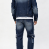 Custom Men's Denim Distressed Relaxed Denim Set Navy - view 2