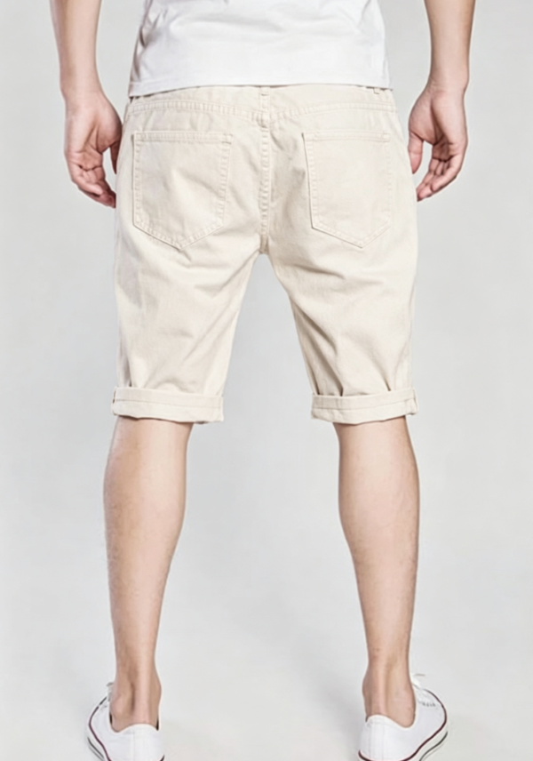 Custom Men's Denim Distressed Slim Denim Shorts Bone - view 2