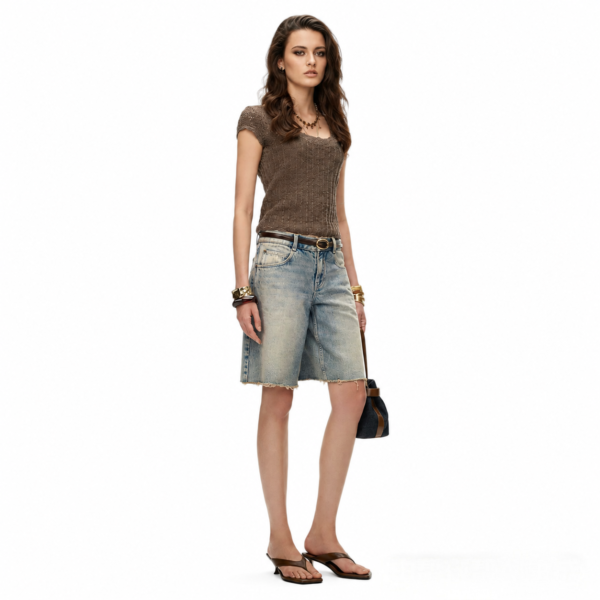 Custom Women's Organic Cotton Distressed Wide-Leg Jeans - Style 3EC656 - view 2