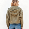 Custom Women's Denim Distressed Cropped Bomber Jacket Olive - view 2
