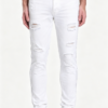 Custom Men's 14oz Denim Distressed Slim Jeans Bone