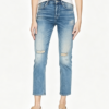 Custom Women's Selvedge Denim Distressed Slim Jeans Washed Blue Custom Women's Selvedge Denim Distressed Slim Jeans Washed Blue