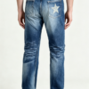 Custom Men's 14oz Denim Distressed Slim Jeans Navy - view 2