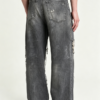 Custom Men's Stretch Denim Distressed Straight Jeans Slate Grey - view 2 Custom Men's Stretch Denim Distressed Straight Jeans Slate Grey - view 2