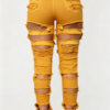 Custom Women's Selvedge Denim Distressed Slim Jeans Mustard - view 2 Custom Women's Selvedge Denim Distressed Slim Jeans Mustard - view 2