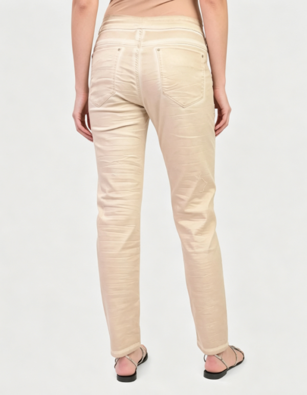 Custom Women's Selvedge Denim Distressed Skinny Jeans Sand - view 2 Custom Women's Selvedge Denim Distressed Skinny Jeans Sand - view 2