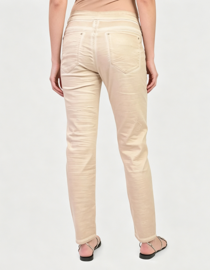 Custom Women's Selvedge Denim Distressed Skinny Jeans Sand - view 2