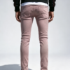Custom Men's Stretch Denim Embroidered Slim Jeans Dusty Pink - view 2 Custom Men's Stretch Denim Embroidered Slim Jeans Dusty Pink - view 2