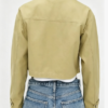 Custom Women's Denim Cropped Coach Jacket Khaki - view 2 Custom Women's Denim Cropped Coach Jacket Khaki - view 2
