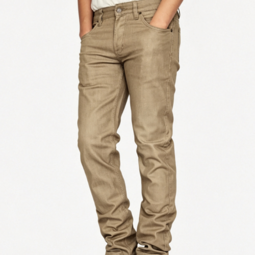 Custom Men's Stretch Denim Raw Slim Jeans Khaki Custom Men's Stretch Denim Raw Slim Jeans Khaki